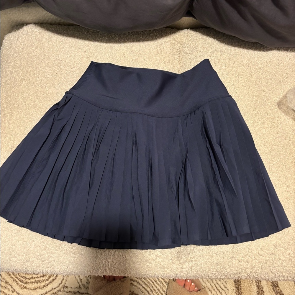 ALO Yoga Blue Pleated Skater Mini Skirt